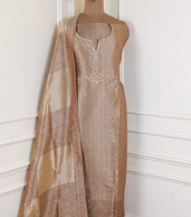 Brocade Brown Unstitched Suit