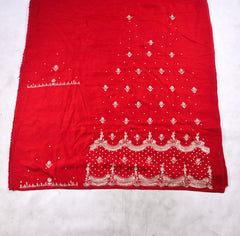 Khadi Red Unstitched Lehenga Suit