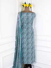 Crepe Sea Green Unstitched Suit