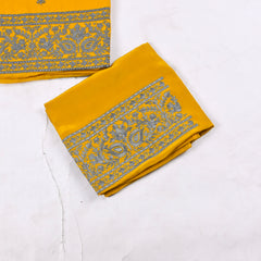 Organza Yellow Unstitched Suit