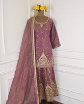Shimmer Brown Stitched Lehenga Suit