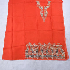 Organza Orange Unstitched Suit
