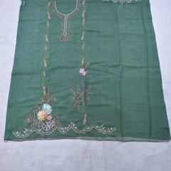 Organza Green Unstitched Suit