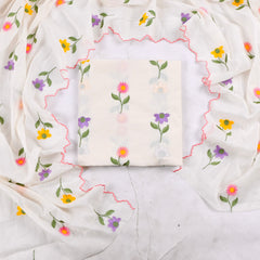 Cotton White Unstitched Suit