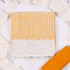 Chanderi Silk Yellow Mustard Unstitched Suit