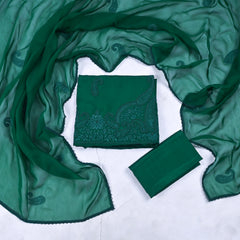 Organza Green Unstitched Suit