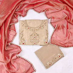 Shimmer Ivory Unstitched Suit