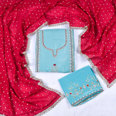 Shimmer Ferozi Unstitched Suit