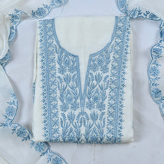 Mul Cotton white Unstitched Suit