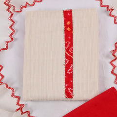 Kora Cotton White Unstitched Suit
