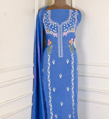 Organza Powder Blue Unstitched Suit