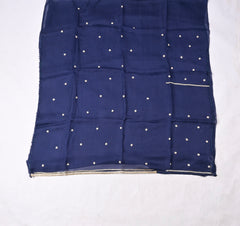Twill Organza Navy Blue Unstitched Suit