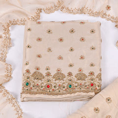 Tissue Ivory Unstitched Lehenga Suit