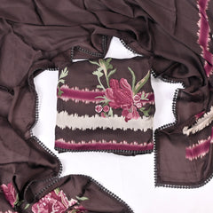 Satin Plum Brown Unstitched Suit