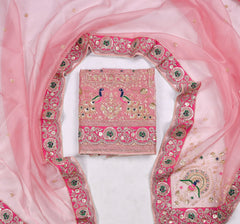 Glass Shimmer Pink Unstitched Suit