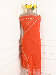Organza Orange Unstitched Suit