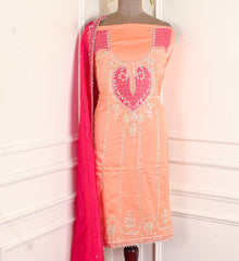 Gavadin Silk Peach Unstitched Suit
