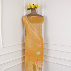 Shimmer Yellow Mustard Unstitched Suit