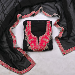 Organza Black Unstitched Suit