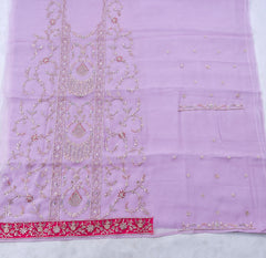 Organza Lavender Unstitched Suit