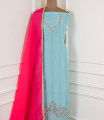Shimmer Organza Sky Blue Unstitched Suit