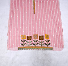 Mul Chanderi Cotton Pink Unstitched Suit
