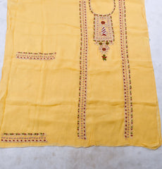 Organza Yellow Unstitched Suit
