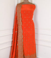 Crepe Orange Unstitched Suit