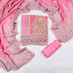 Crush Shimmer Pink Unstitched Suit