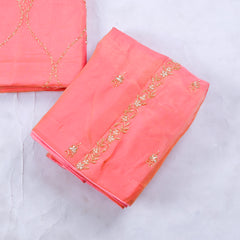 Shimmer Peach Unstitched Lehenga Suit