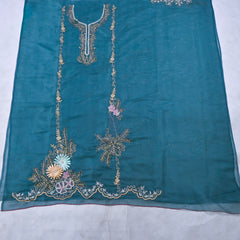 Organza Blue Unstitched Suit