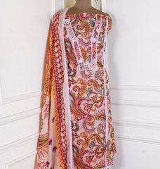 Mul Check Light Peach Unstitched Suit