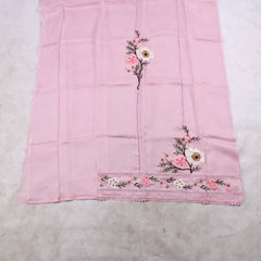 Organza Baby Pink floral Unstitched Suit