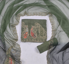 Raw Silk Sea Green Unstitched Suit