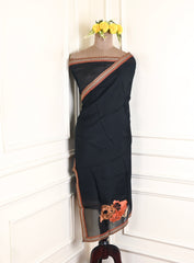 Organza Black Unstitched Suit