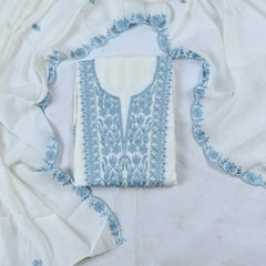 Mul Cotton white Unstitched Suit