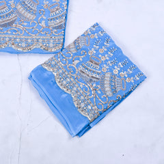 Georgette Powder Blue Unstitched Suit