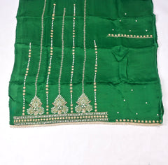 Organza Silk Green Unstitched Suit