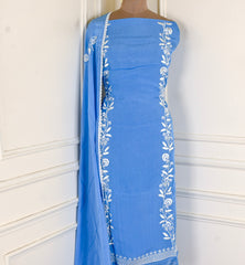 Organza Powder Blue Unstitched Suit