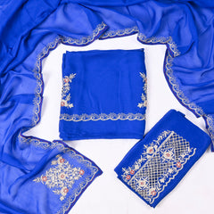 Twill Organza Blue Unstitched Suit