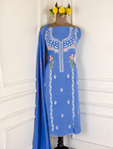 Organza Powder Blue Unstitched Suit