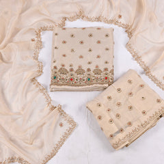 Tissue Ivory Unstitched Lehenga Suit