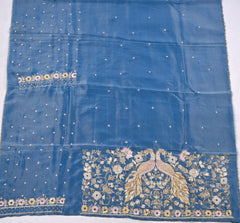 Shimmer Powder Blue Unstitched Suit