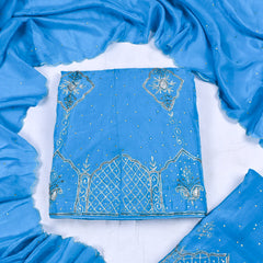 Crepe Ferozi Peplum Lehenga Suit