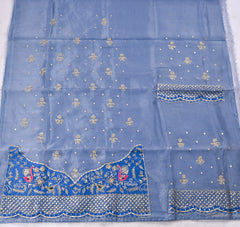 Glass Shimmer Powder Blue Unstitched Suit