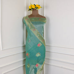 Shimmer Green Unstitched Suit