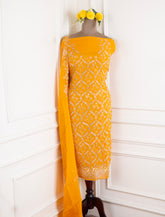 Organza Yellow Unstitched Suit