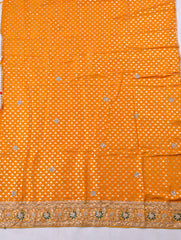 Banarasi Silk Yellow Unstitched Suit