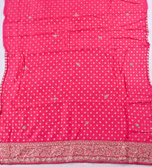 Banarasi Silk Pink Unstitched Suit