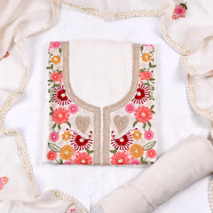Organza Off-White Unstitched Suit